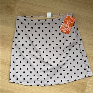 Kortni Jeane Beige Polka Dot Swim Skirt with Black Dots